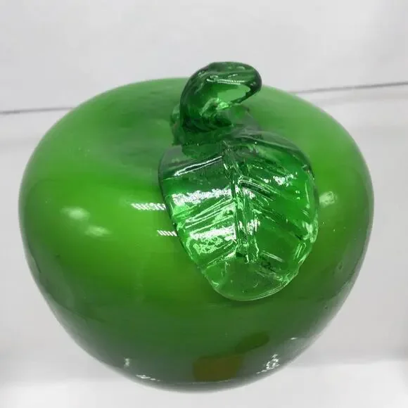 Vintage Murano style Art Glass Apples Set of 3 Yellow, Green, Red - Picture 4 of 6